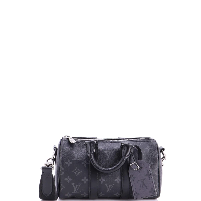 Keepall Bandouliere Bag Reverse Monogram Eclipse Canvas 25
