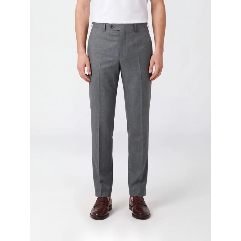 Slim Fit Sartorial Wool Trousers with Off-Center Closure (1T003910209910)
