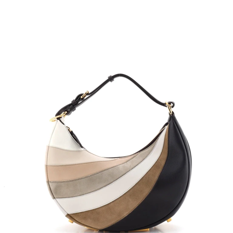 Fendigraphy Bag Striped Leather and Suede Small