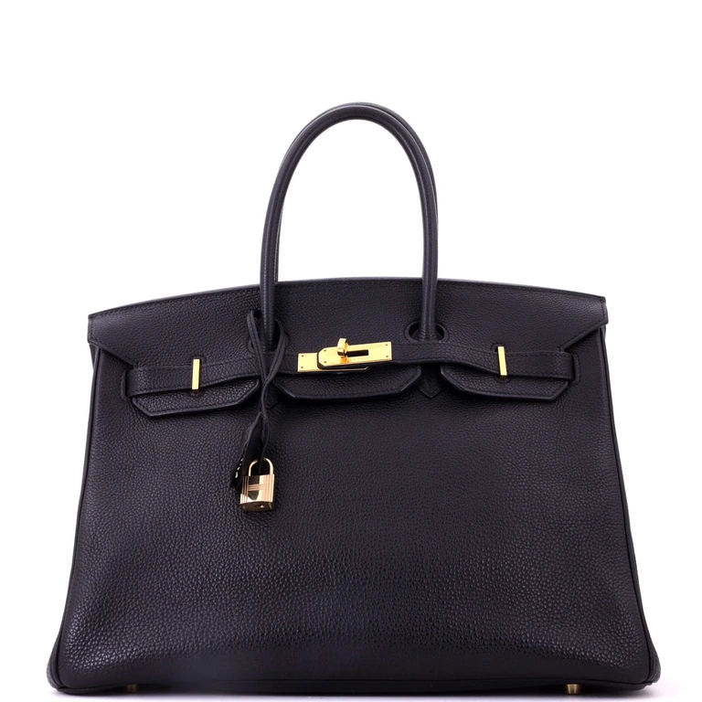 Birkin Handbag Noir Togo with Gold Hardware 35