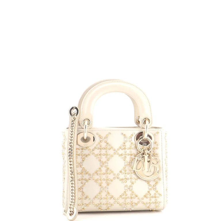 Lady Dior Chain Bag Crystal Embellished Cannage Quilt Leather Mini
