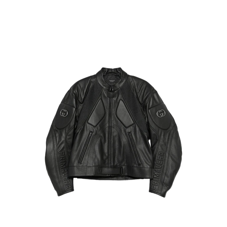 Web-stripe Interlocking G Leather Jacket