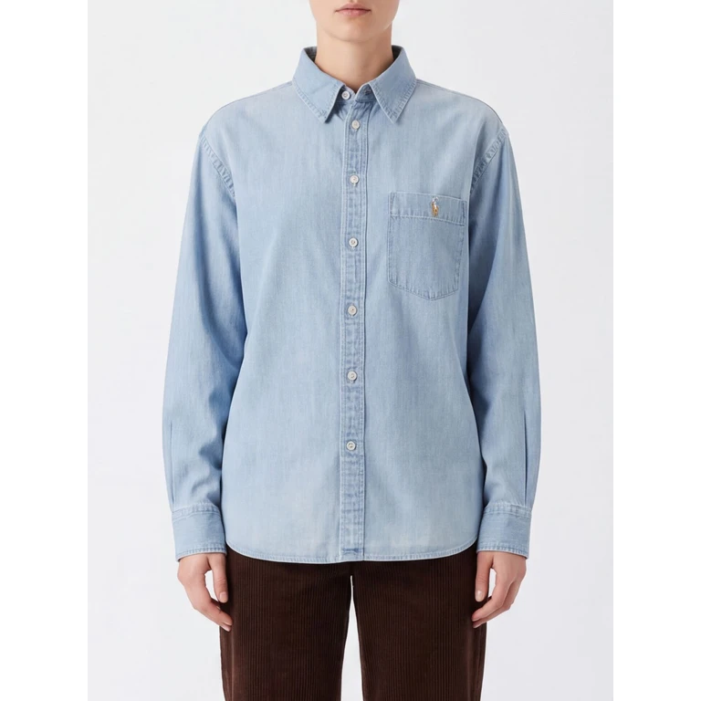 Cotton Shirt with Embroidered Pony Logo and French Collar (211B17139001)