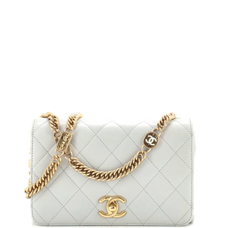 Logo Enamel Full Flap Bag Quilted Lambskin Mini