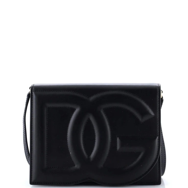 DG Logo Flap Shoulder Bag Leather Small