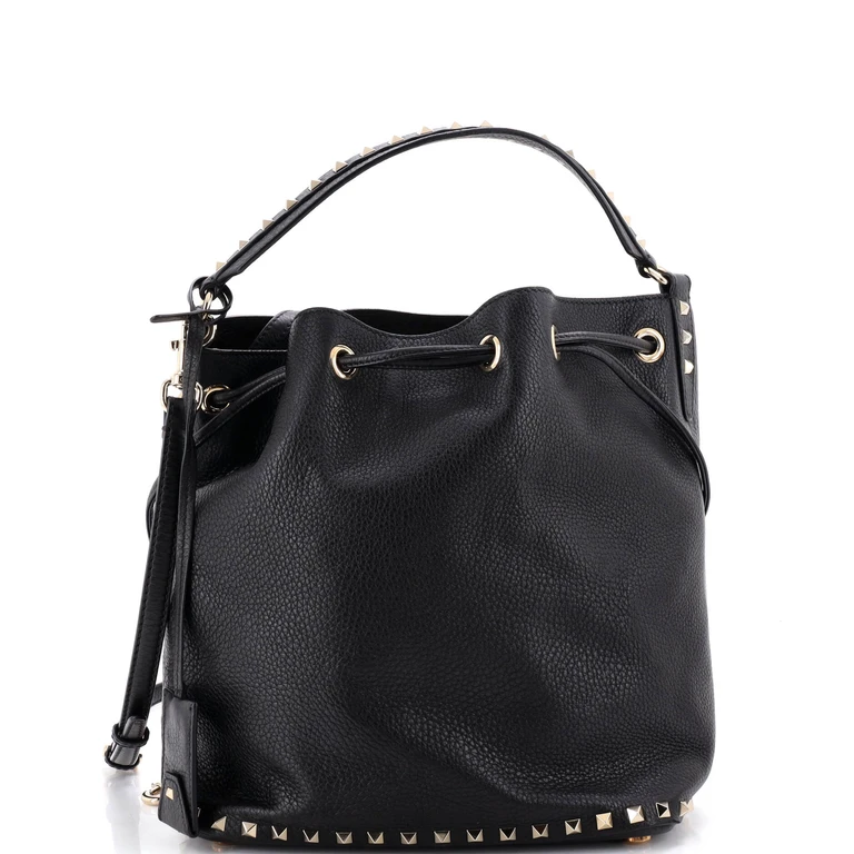 Rockstud Top Handle Bucket Bag Leather Medium