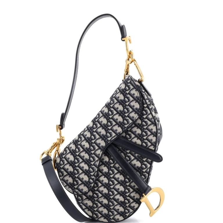 Saddle Handbag with Strap Oblique Canvas Medium