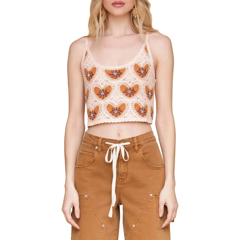 Crop Heart Crochet Shirt