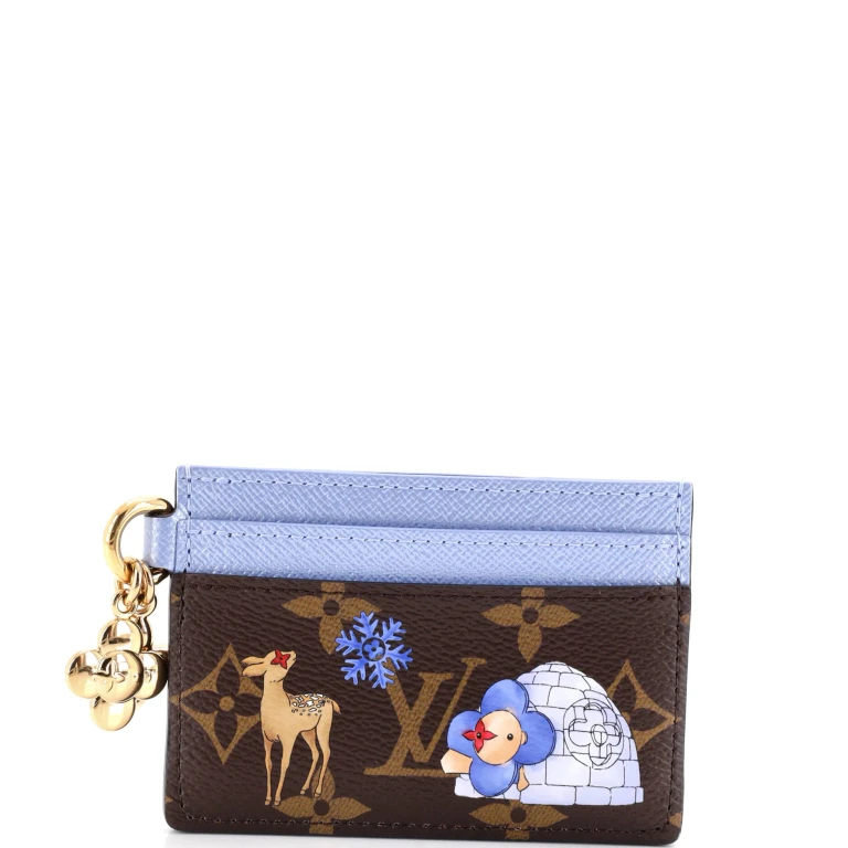 LV Charms Card Holder Limited Edition Christmas Animation Monogram Canvas