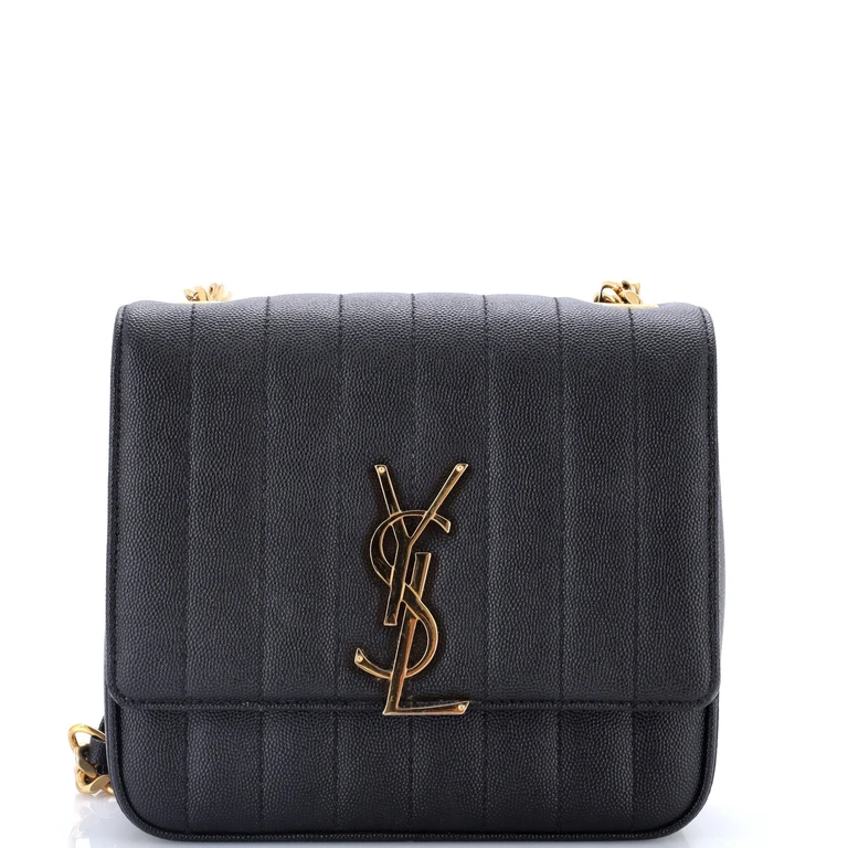 Vicky Crossbody Bag Vertical Quilted Grainy Leather Medium