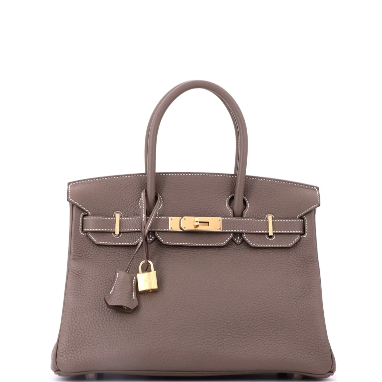 Birkin Handbag Etoupe Clemence with Gold Hardware 30