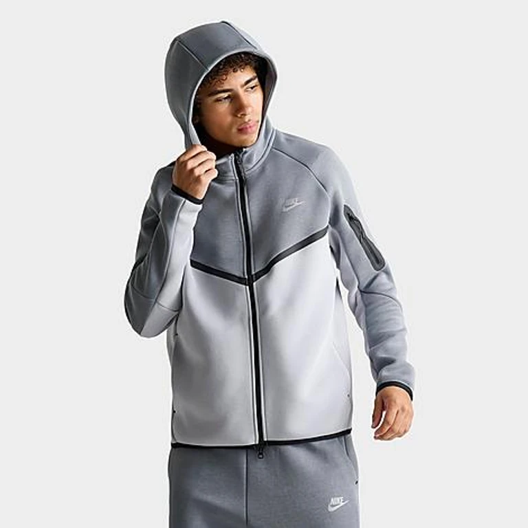 Men's Tech Fleece Windrunner Full-Zip Hoodie in Cool Grey/Wolf Grey Size: Small