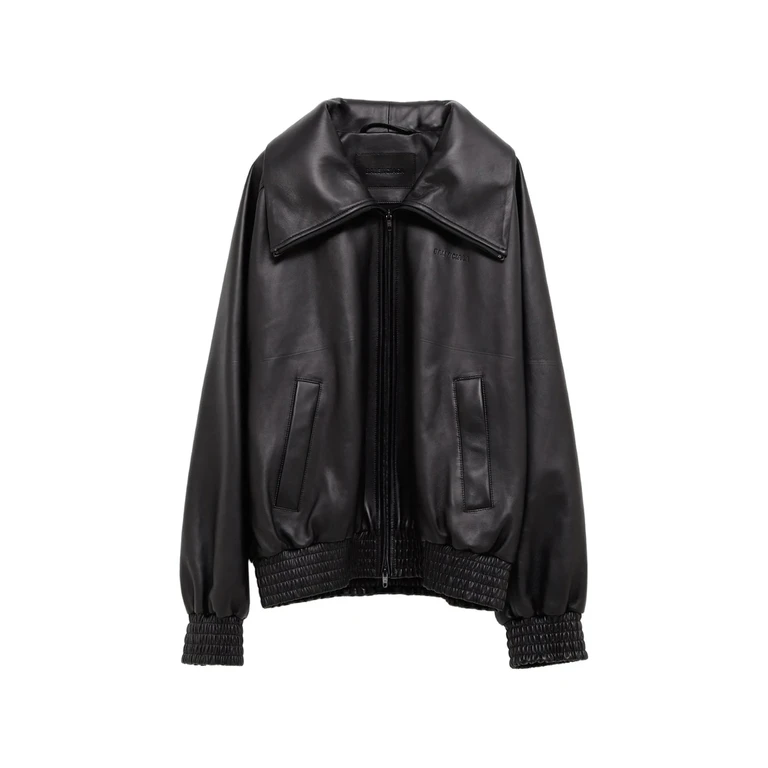 Logo-debossed Leather Jacket