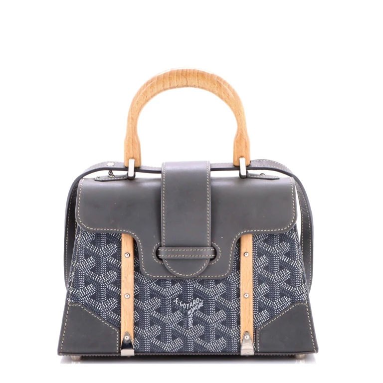 Structured Saigon Top Handle Bag Coated Canvas with Leather Mini