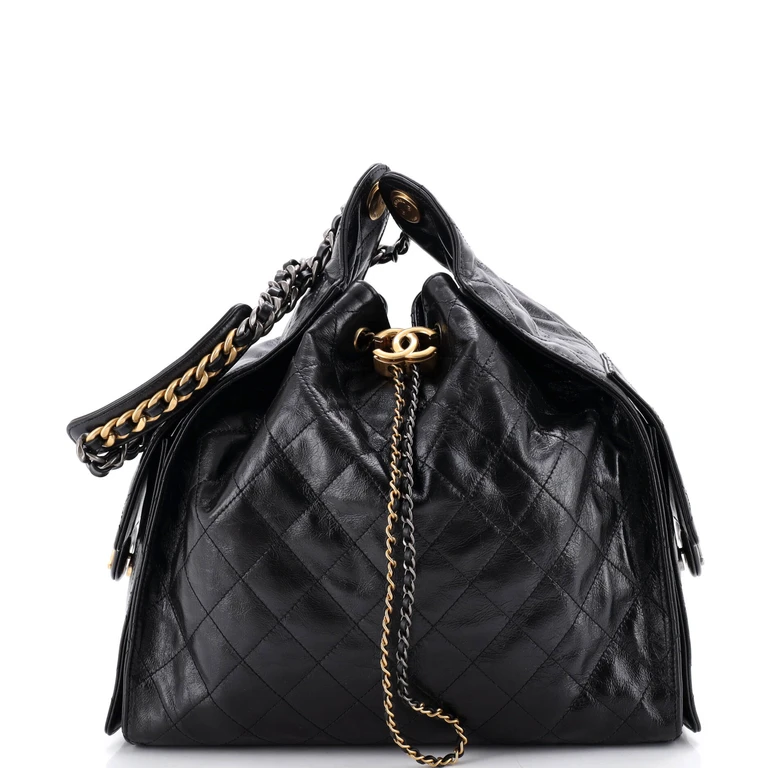 25 Hobo Bag Quilted Shiny Crumpled Calfskin Medium