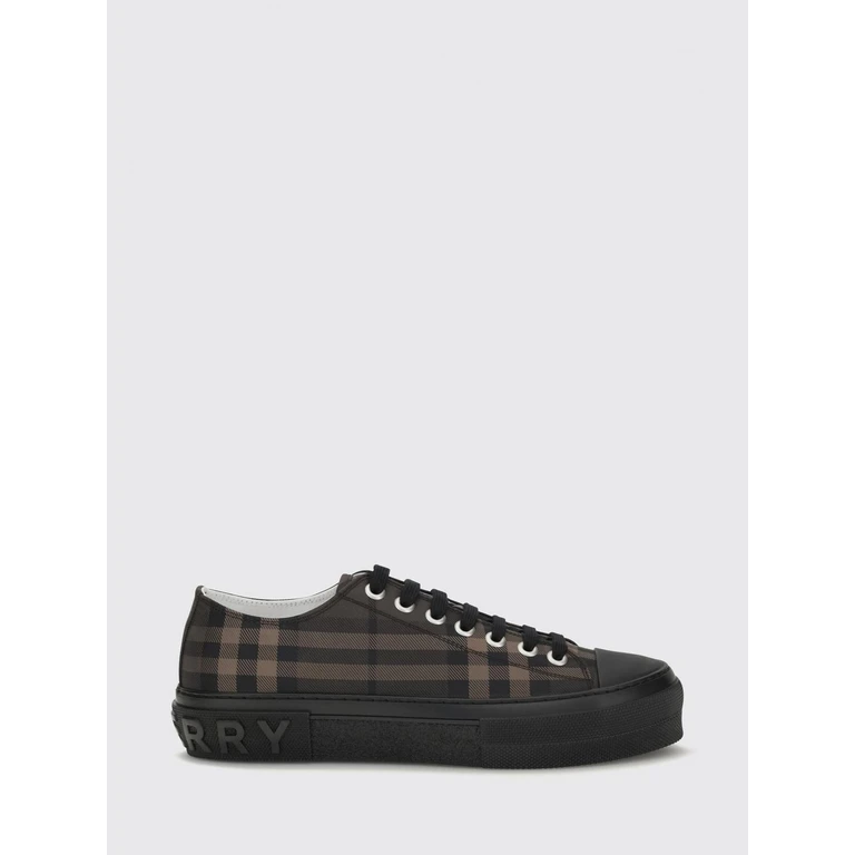 Low Top Check Pattern Fabric Trainers with Rubber Toe Cap (8130986)