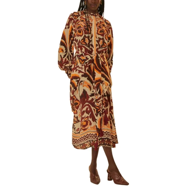 Toucans Scarf Cream Maxi Dress