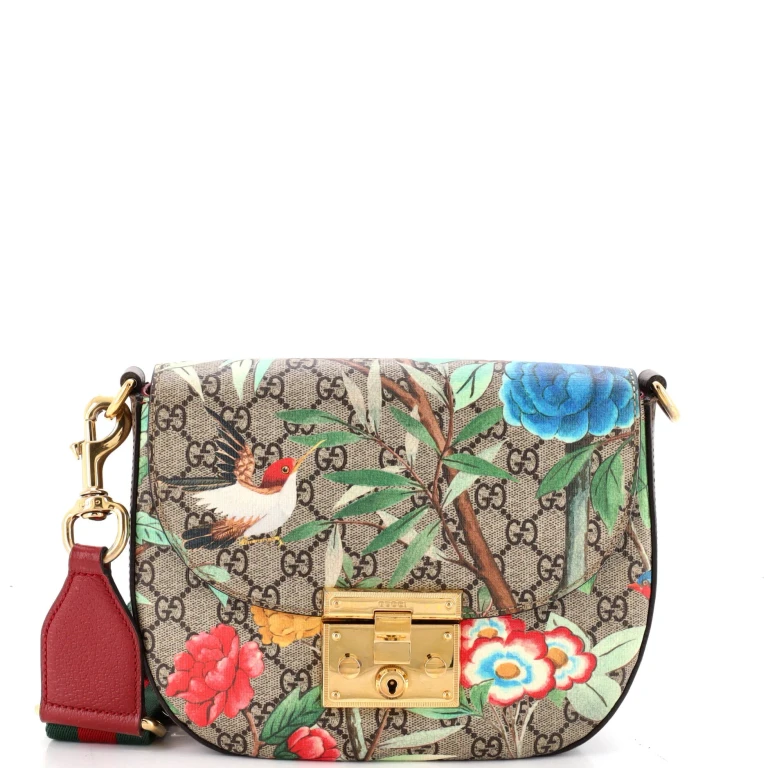 Padlock Saddle Shoulder Bag Tian Print GG Coated Canvas Medium