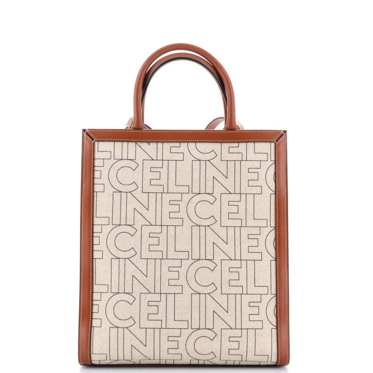 Vertical Cabas Tote Printed Canvas and Leather Small