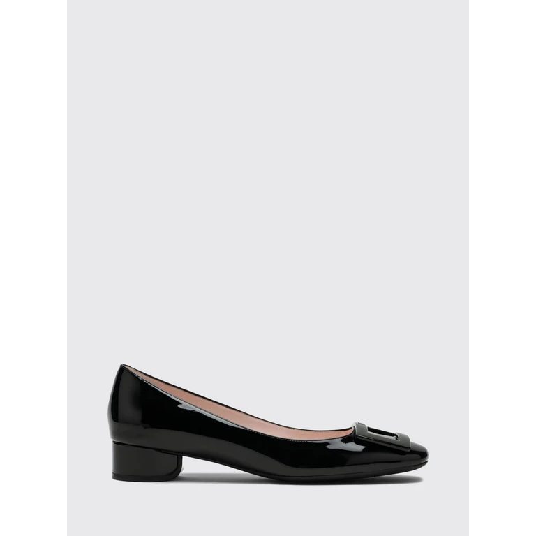 Patent Leather Ballet Flats with Round Toe and Logo Plaque (RVW76741290D1PB999)
