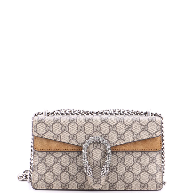 Dionysus Bag GG Coated Canvas with Crystal Embellished Metal Small