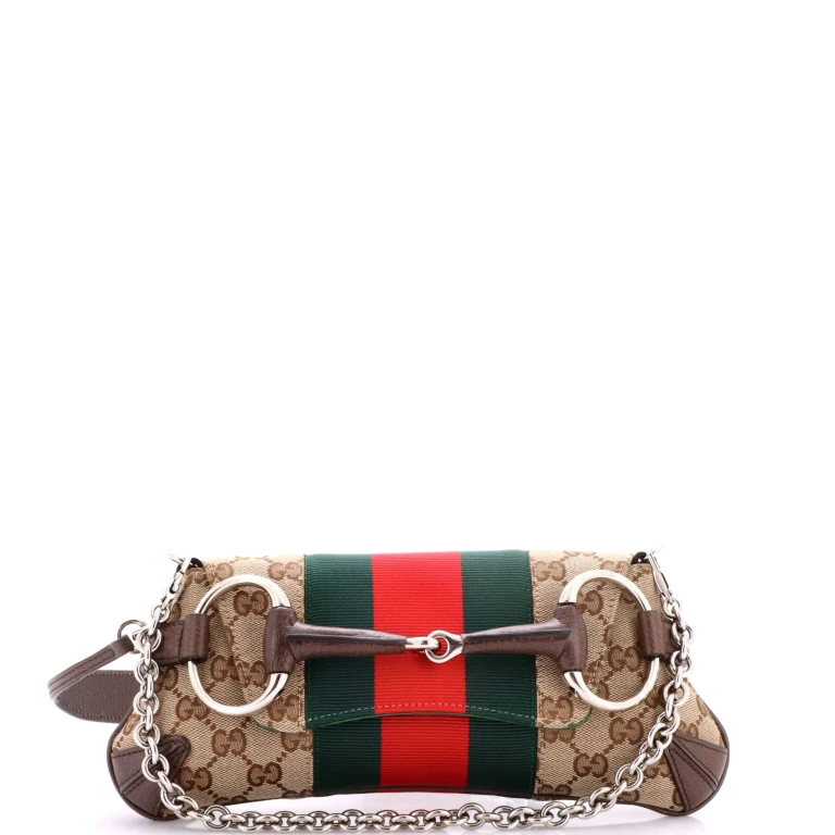 Horsebit NM Web Chain Clutch GG Canvas Small