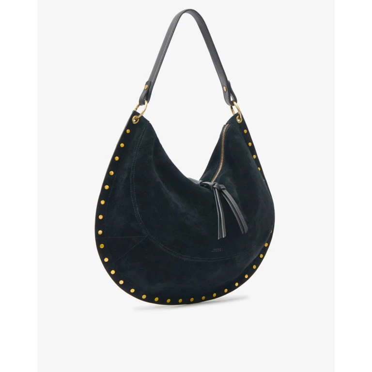 Sac Oskan Soft L En Cuir Velours - Noir - Isabel Marant