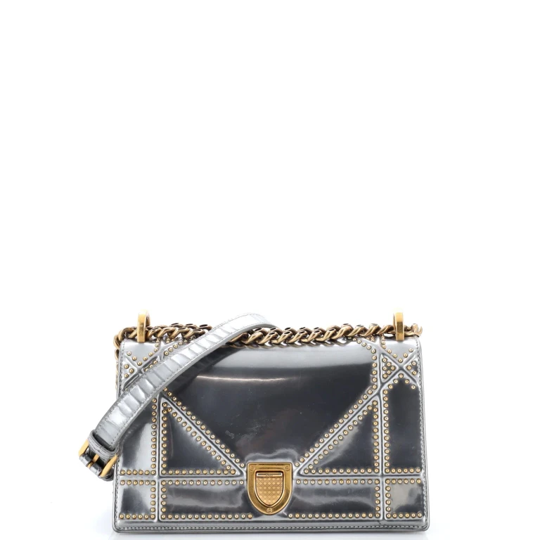 Diorama Flap Bag Studded Patent Small