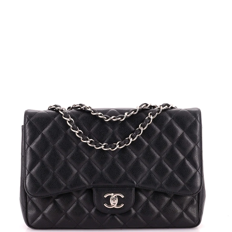 Vintage Classic Single Flap Bag Quilted Caviar Jumbo