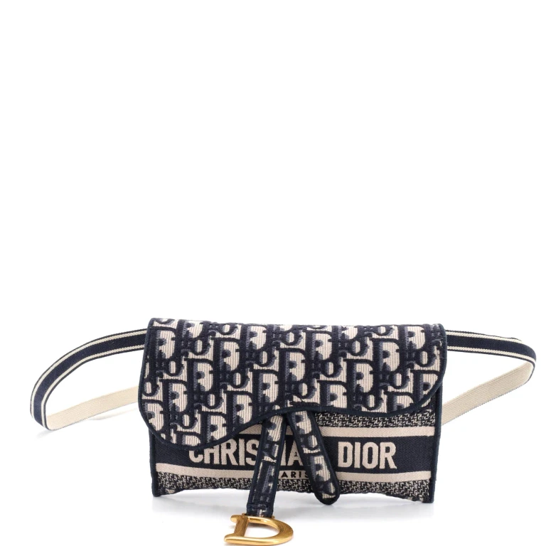 Saddle Slim Belt Pouch Logo Embroidered Oblique Canvas