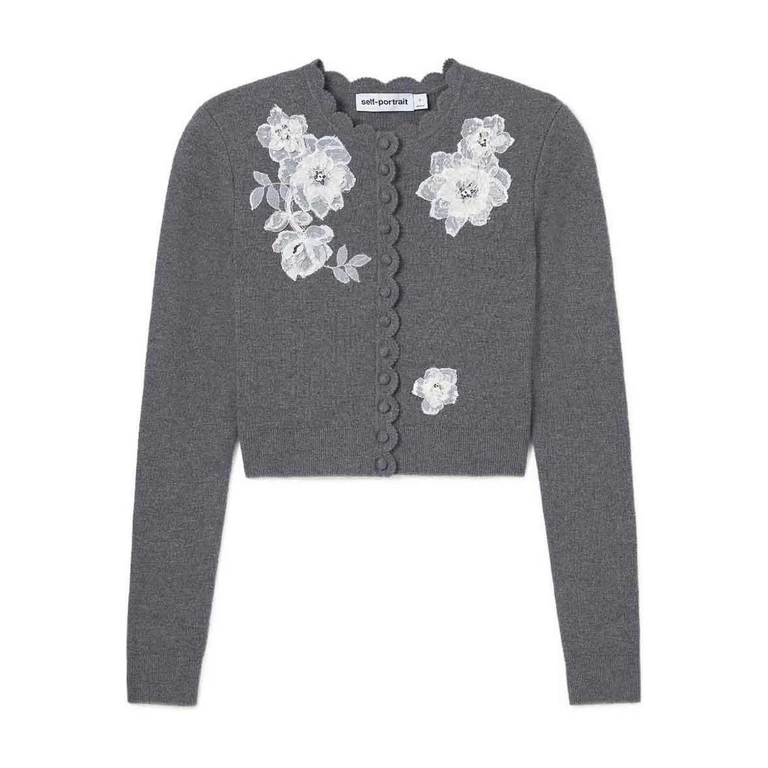 Self Portrait Cardigan - Gris (AW26150CGRY)