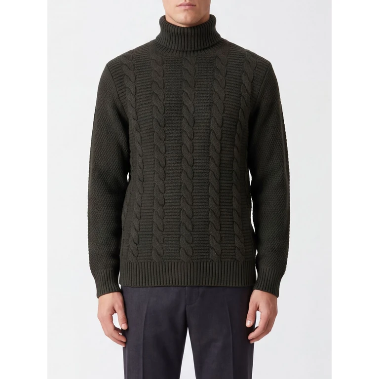 Staplecross Pure Wool Tricot Roll Neck with Ribbed Trims (MKN1760GN73)