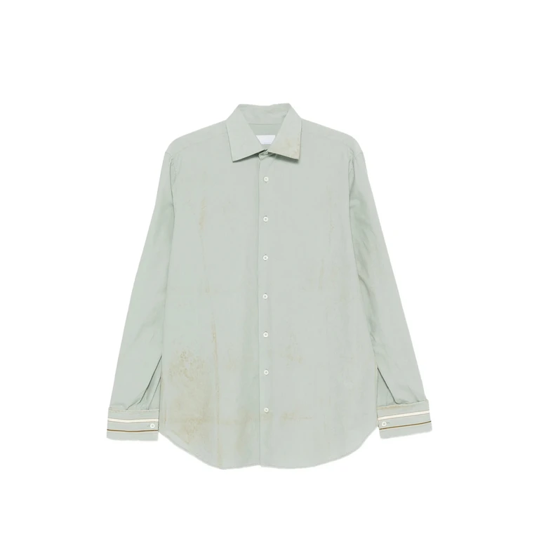 Stained-effect Striped-cuff Shirt