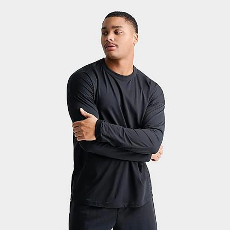 Men's 24.7 ImpossiblySoft Light Dri-FIT Long-Sleeve Top in Black/Dark Smoke Grey Size: Small