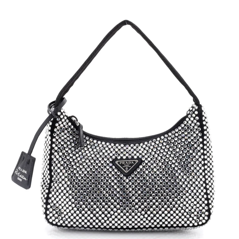Re-Edition 2000 Hobo Crystal Embellished Satin Mini