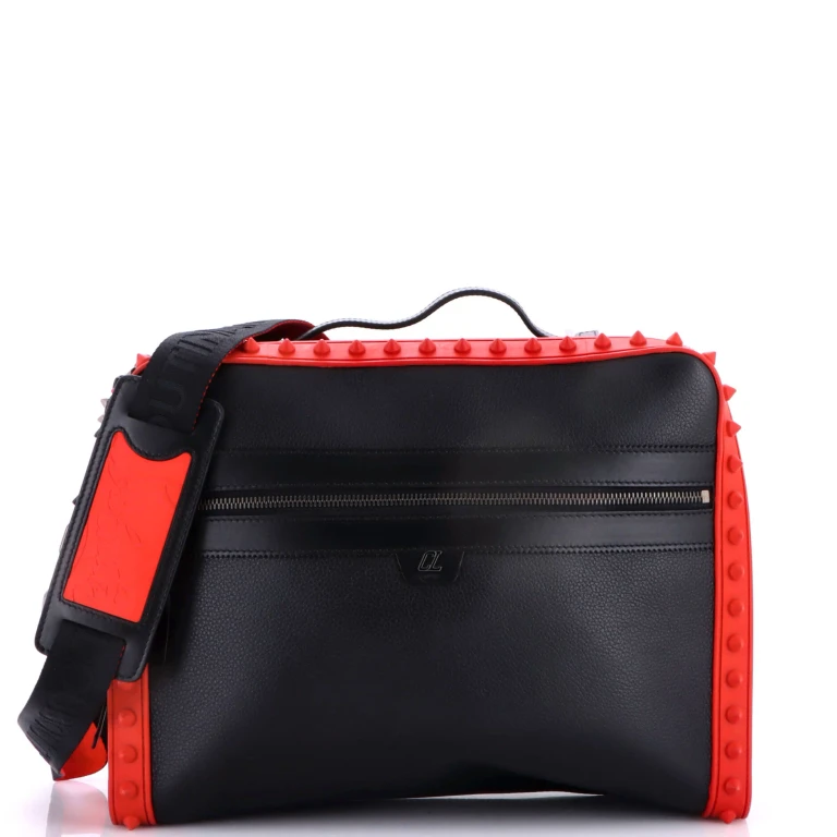 Loubitown Messenger Bag Spiked Leather Large