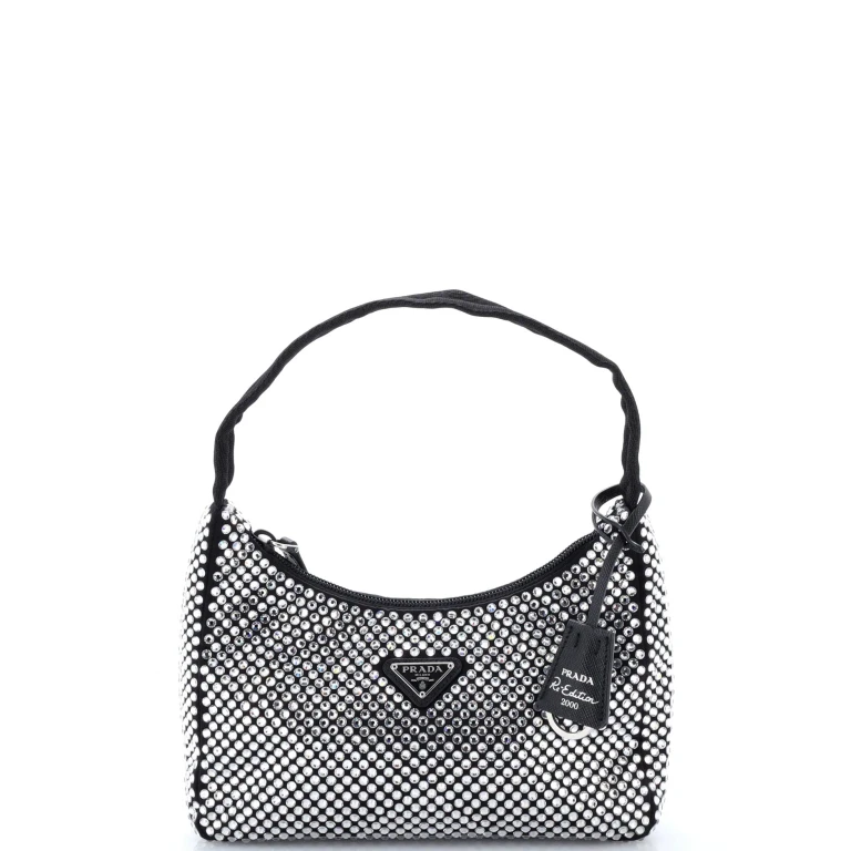 Re-Edition 2000 Hobo Crystal Embellished Satin Mini