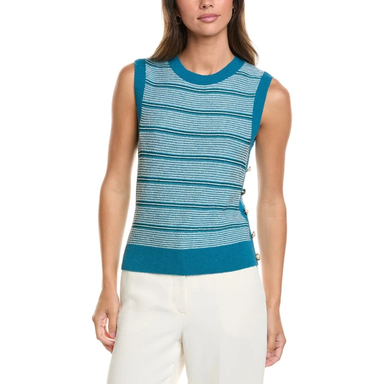 Crew Side Placket Wool-Blend Tank