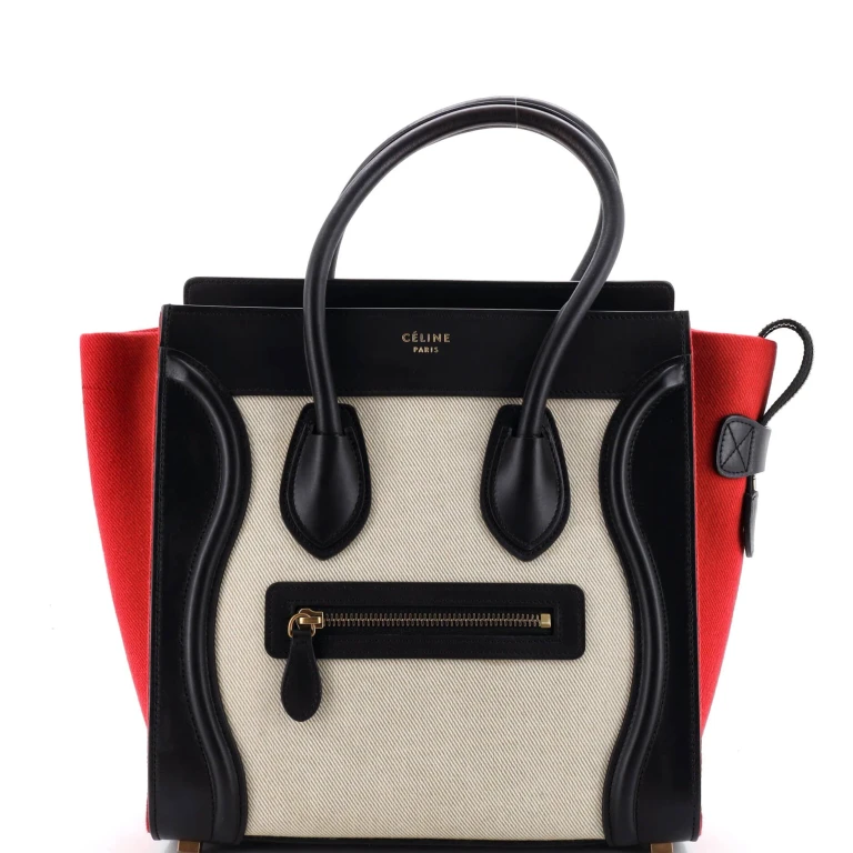 Tricolor Luggage Bag Canvas and Leather Micro