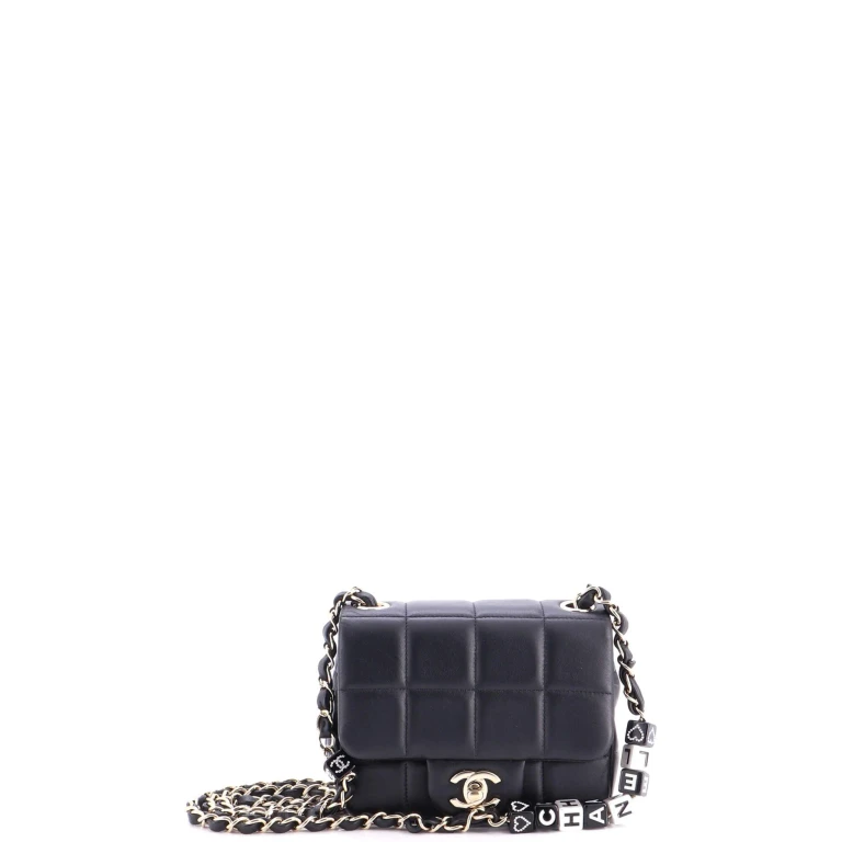 Monacoco Logo Blocks Square Flap Bag Quilted Lambskin with Resin Mini