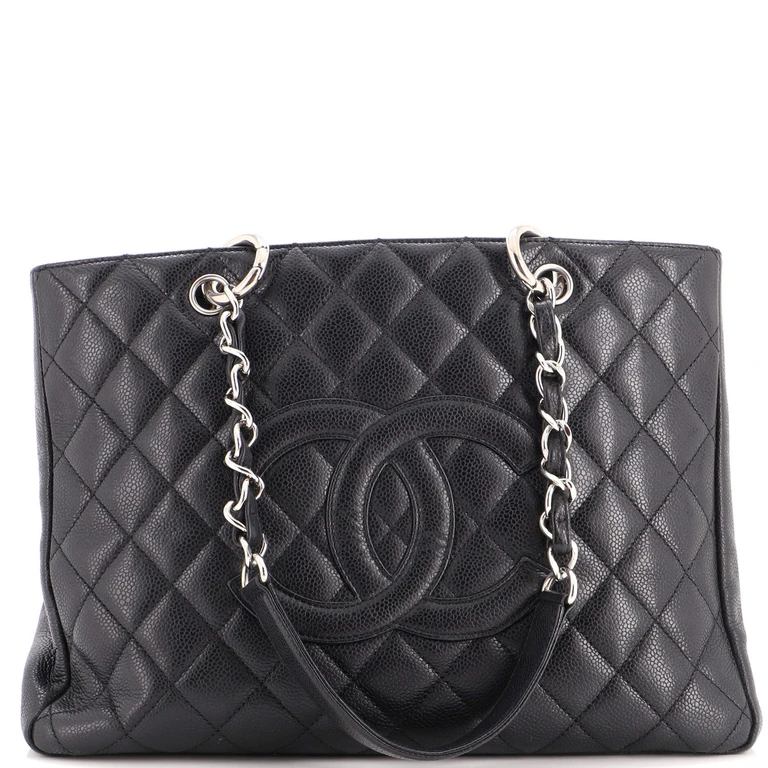 Grand Shopping Tote Quilted Caviar