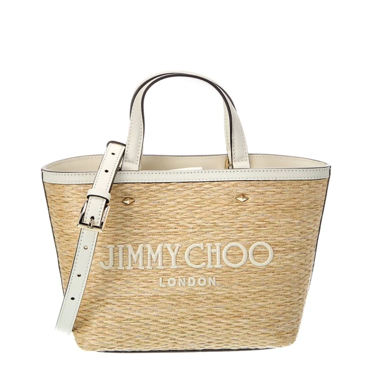 Marli Mini Lurex Raffia & Leather Tote