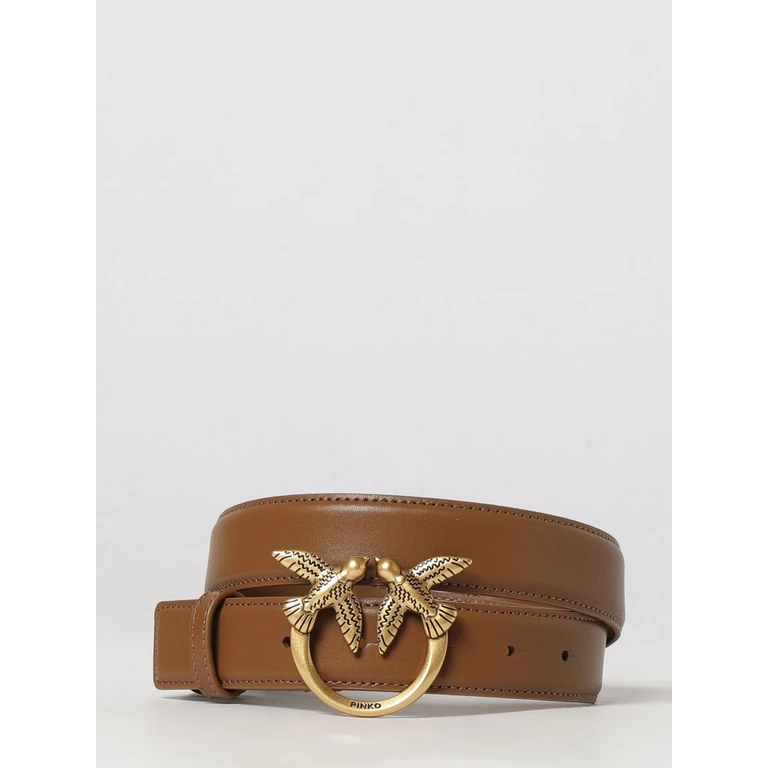 Leather Belt with Metal Love Birds Logo Buckle (100125A0F1M37Q)