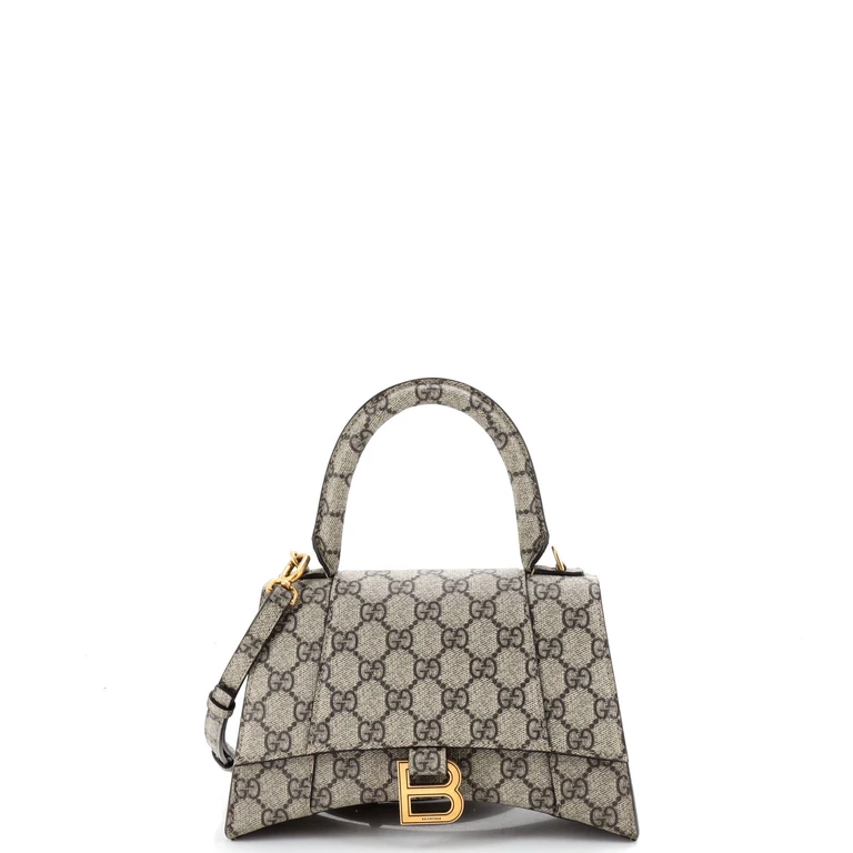 x Balenciaga The Hacker Project Hourglass Top Handle Bag GG Coated Canvas Small