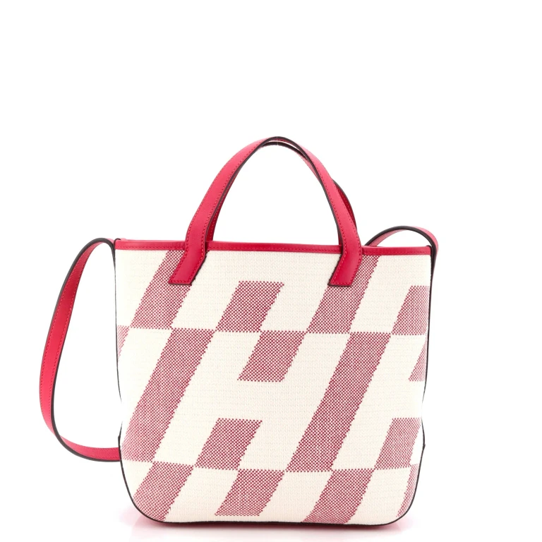 Cabas H en Biais Tote Canvas with Leather 27