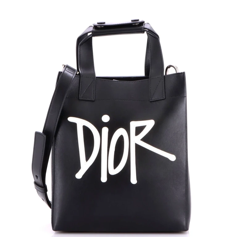 Dior x Shawn Stussy D-Dior Tote Leather with Applique Small