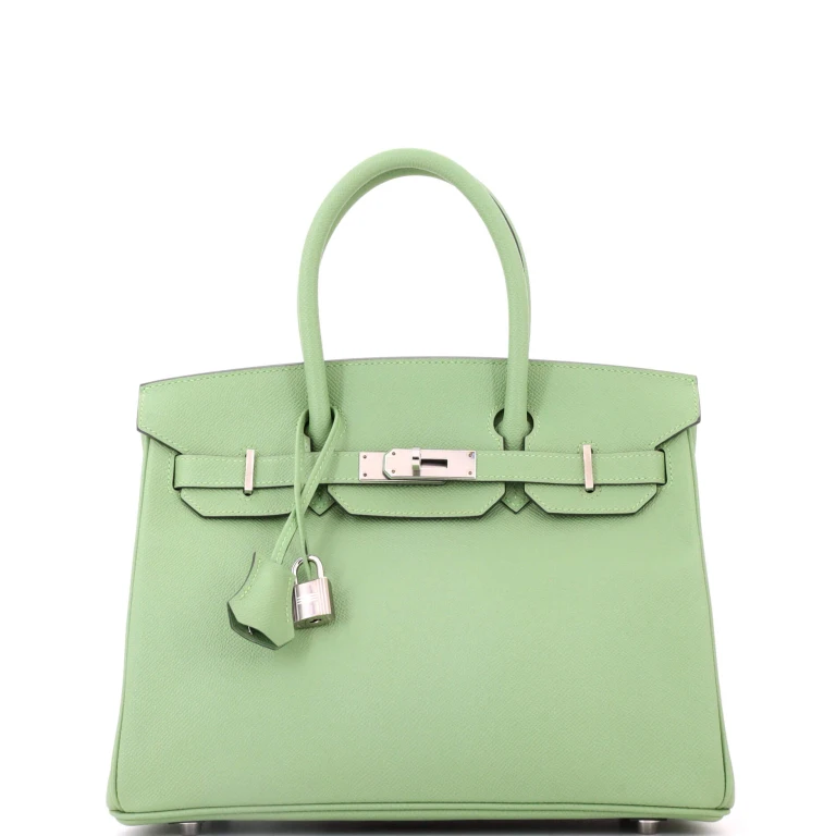 Birkin Handbag Vert Criquet Epsom with Palladium Hardware 30