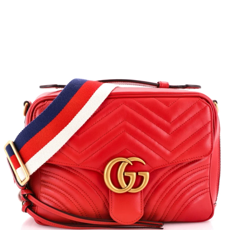 GG Marmont Zip Around Camera Bag Matelasse Leather Small
