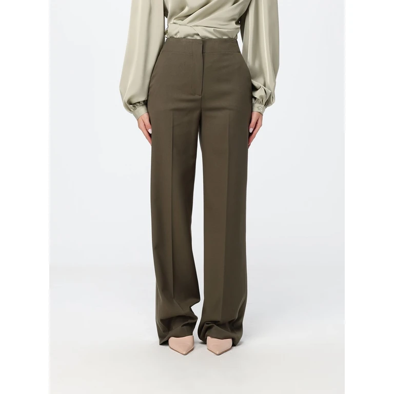High-Waisted Straight Crêpe Trousers with Slash Pockets (HP16964733VERDE)