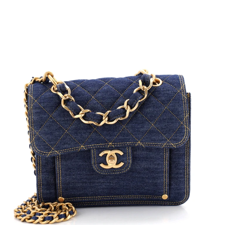 Double You CC Flap Bag Quilted Denim Medium